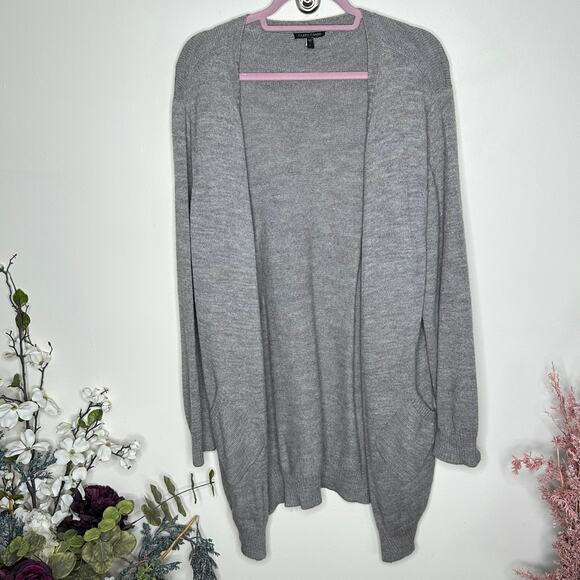 EILEEN FISHER Felted Baby Alpaca Wool Melange Cardigan Gray {J41} - Picture 2 of 5